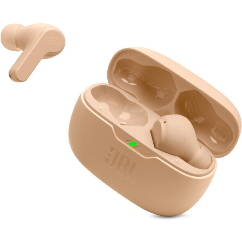 Навушники JBL Wave Beam, Beige, Bluetooth, мікрофон, чохол з функцією зарядки, технологія "JBL Deep Bass Sound" (JBLWBEAMBEG)