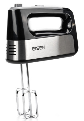 Міксер Eisen EHM-345, Black/Silver, 450W, ручний, 5 швидкостей, режим ТУРБО, вінчики, гаки для замісу тіста, захист від перегріву