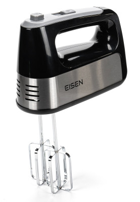 Міксер Eisen EHM-345, Black/Silver, 450W, ручний, 5 швидкостей, режим ТУРБО, вінчики, гаки для замісу тіста, захист від перегріву