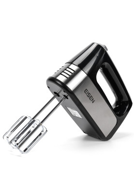 Міксер Eisen EHM-345, Black/Silver, 450W, ручний, 5 швидкостей, режим ТУРБО, вінчики, гаки для замісу тіста, захист від перегріву