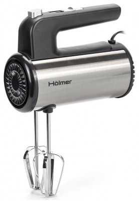 Міксер Holmer HHM-45, Grey/Black, 450W, ручний, 5 швидкостей, режим ТУРБО, вінчики, гаки для замісу тіста, захист від перегріву