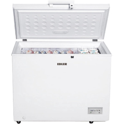 Морозильна скриня Edler ED-290B, White, корисний об'єм 290L, керування механічне, електронний контроль температури зі світлодіодним дисплеєм, функція суперзаморожування 18кг/24год, світлодіодне освітлення A+, 88.5x109x61.5см