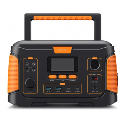 Зарядна станція Havit J300, Black/Orange, 300 Вт / 308 Вт/год, 2xType-C (60 Вт), 2xUSB (5В, 3А), DC, 1x220V, бездротова зарядка 15 Вт (HV-J300)