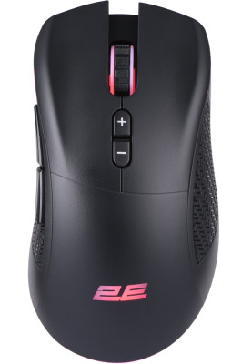 Миша бездротова 2E MG350 GAMING, Black, 2.4GHz, оптична (сенсор PixArt 3325), 200 - 10000 dpi, RGB підсвічування, 7 програмованих кнопок, до 10 м, акумулятор 600 mAh, перемикачі Kailh 20M + Huano 3M (2E-MG350UB-WL)