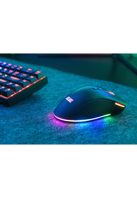Миша бездротова 2E MG350 GAMING, Black, 2.4GHz, оптична (сенсор PixArt 3325), 200 - 10000 dpi, RGB підсвічування, 7 програмованих кнопок, до 10 м, акумулятор 600 mAh, перемикачі Kailh 20M + Huano 3M (2E-MG350UB-WL)