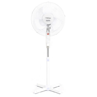 Вентилятор підлоговий Holmer HFS-1218W (відвантаження кратно 2шт), White, 35 Вт, 3 швидкості, автоповорот, підсвічування, 3 лопаті по 40 см