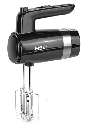 Міксер Eisen EHM-50, Black/Silver, 500W, ручний, 5 швидкостей, вінчики, гаки для замісу тіста, підставка для насадок, захист від перегріву