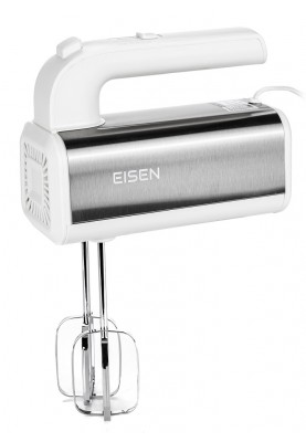 Міксер Eisen EHM-55W, White, 550W, ручний, 5 швидкостей, вінчики, гаки для замісу тіста, захист від перегріву