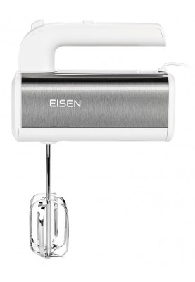 Міксер Eisen EHM-55W, White, 550W, ручний, 5 швидкостей, вінчики, гаки для замісу тіста, захист від перегріву
