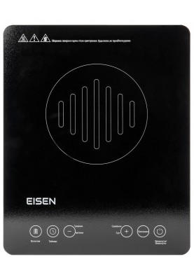 Настільна плита Eisen EIP-335S Slim, Black, 2000W, індукційна, 1 зона нагріву 21см, 10 рівнів температури, 9 режими приготування, керування сенсорне, розпізнавання розміру посуду, автовідключення
