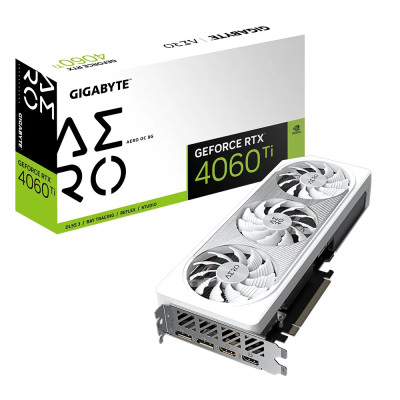 Відеокарта GeForce RTX 4060 Ti, Gigabyte, AERO OC, 8Gb GDDR6, 128-bit, 2xHDMI/2xDP, 2580/18000 MHz, 8-pin (GV-N406TAERO OC-8GD)