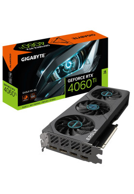 Відеокарта GeForce RTX 4060 Ti, Gigabyte, EAGLE OC, 8Gb GDDR6, 128-bit, 2xHDMI/2xDP, 2550/18000 MHz, 8-pin (GV-N406TEAGLE OC-8GD)