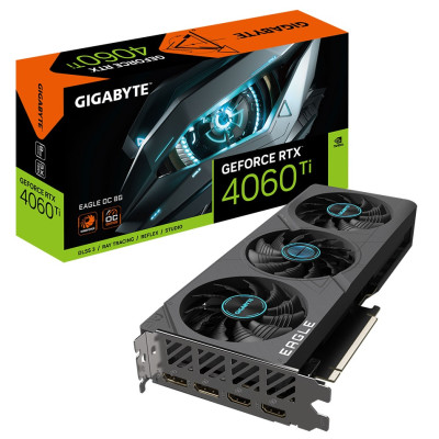Відеокарта GeForce RTX 4060 Ti, Gigabyte, EAGLE OC, 8Gb GDDR6, 128-bit, 2xHDMI/2xDP, 2550/18000 MHz, 8-pin (GV-N406TEAGLE OC-8GD)