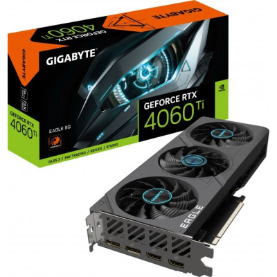 Відеокарта GeForce RTX 4060 Ti, Gigabyte, EAGLE, 8Gb GDDR6, 128-bit, 2xHDMI/2xDP, 2535/18000 MHz, 8-pin (GV-N406TEAGLE-8GD)
