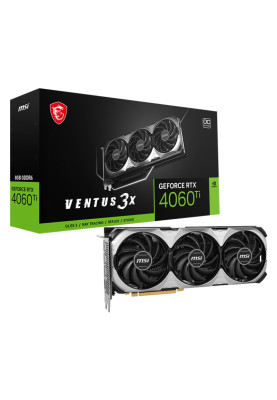 Відеокарта GeForce RTX 4060 Ti, MSI, VENTUS 3X OC, 8Gb GDDR6, 128-bit, HDMI/3xDP, 2580/18000 MHz, 8-pin (RTX 4060 Ti VENTUS 3X 8G OC)