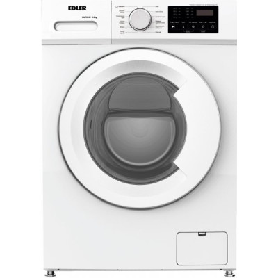 Пральна машина Edler EWF8021, White, 8 кг, фронтальна, 12 програм, дисплей, 1200 об/хв, білий люк, барабан «Snowflake», керування комбіноване, відкладений старт, A+++, 85x59.5x51см