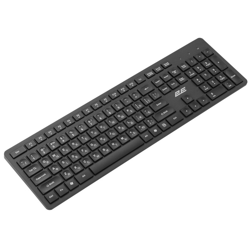 Клавіатура бездротова 2E KS260, Black, USB 2.4GHz, вологостійка, до 10 м, 1xAAA (2E-KS260WB)