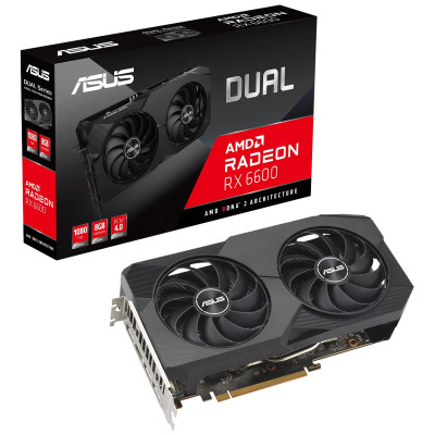 Відеокарта Radeon RX 6600, Asus, DUAL V2, 8Gb GDDR6, 128-bit, HDMI/3xDP, 2491/14000 MHz, 8-pin (DUAL-RX6600-8G-V2)