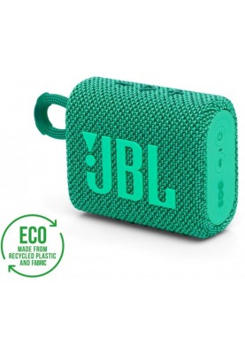 Колонка портативна 1.0 JBL Go 3 Eco Green, 4.2 Вт, Bluetooth, живлення від акумулятора, IP67 водонепроникна (JBLGO3ECOGRN)