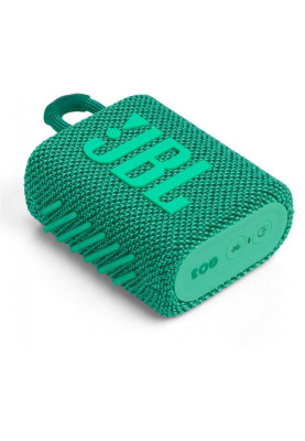 Колонка портативна 1.0 JBL Go 3 Eco Green, 4.2 Вт, Bluetooth, живлення від акумулятора, IP67 водонепроникна (JBLGO3ECOGRN)