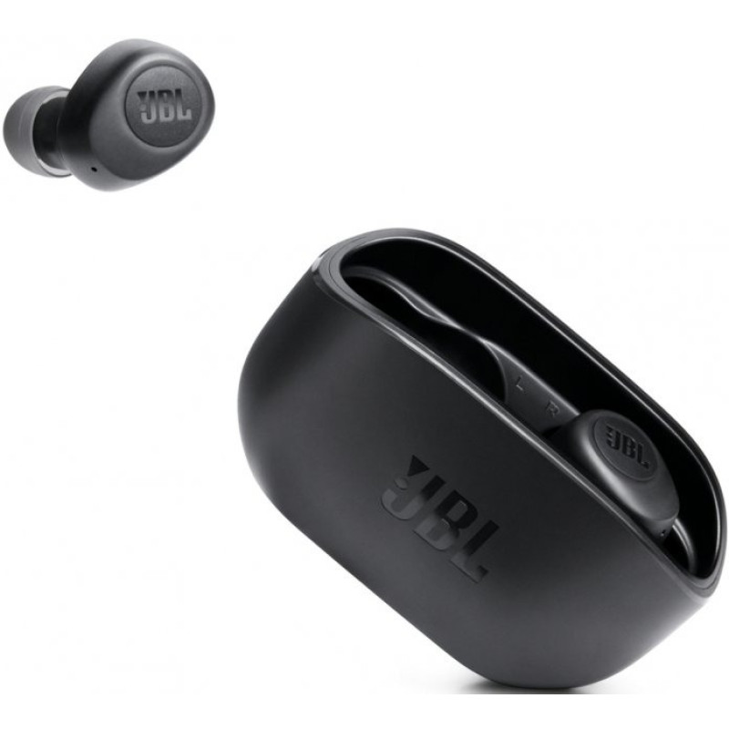 Навушники JBL Vibe 100TWS, Black, Bluetooth, мікрофон, чохол з функцією зарядки, технологія "Pure Bass" (JBLV100TWSBLKEU)