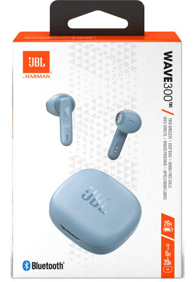 Навушники JBL Vibe 300 TWS, Blue, Bluetooth, мікрофон, чохол з функцією зарядки (JBLV300TWSBLUEU)