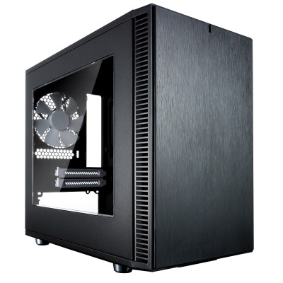 Корпус Fractal Design Define Nano S Window, Black, без БЖ, Mini Tower, для Mini-ITX, 2xUSB 3.0, макс. CPU - 160 мм / VGA - 315 мм, 1x140 мм / 1x120 мм, бічна панель з вікном (FD-CA-DEF-NANO-S-BK-W)