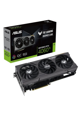 Відеокарта GeForce RTX 4060 Ti, Asus, TUF GAMING OC, 8Gb GDDR6, 128-bit, HDMI/3xDP, 2655/18000 MHz, 8-pin (TUF-RTX4060TI-O8G-GAMING)