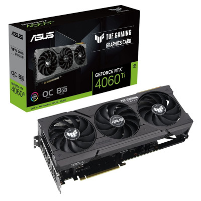 Відеокарта GeForce RTX 4060 Ti, Asus, TUF GAMING OC, 8Gb GDDR6, 128-bit, HDMI/3xDP, 2655/18000 MHz, 8-pin (TUF-RTX4060TI-O8G-GAMING)