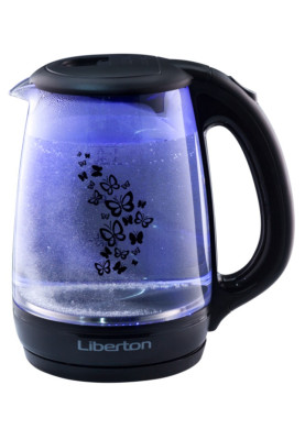 Електрочайник Liberton LEK-6820 Black, 2000W, 1.7л, скло+пластик, дисковий, індикатор рівня води, захист від перегріву, відключення за відсутності води, LED-індикатор включення