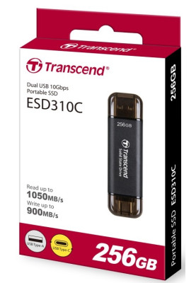 Зовнішній накопичувач SSD, 256Gb, Transcend ESD310C, Black, USB 3.2 / USB Type-C, 1050/950 MB/s (TS256GESD310C)