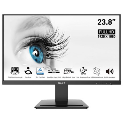 Монітор 23.8" MSI PRO MP243X, Black, WLED, IPS, 1920x1080 (16:9), 1 мс, 100 Гц, 250 кд/м², 1000:1, 178°/178°, 2x3 Вт, HDMI/DP, VESA 75x75 мм