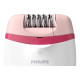 Епілятор Philips BRE255/00 White, суха епіляція, дисковий, 2 швидкості, 20 щипців, підсвічування, можна мити під водою, робота від мережі, насадка з масажним ефектом