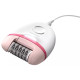 Епілятор Philips BRE255/00 White, суха епіляція, дисковий, 2 швидкості, 20 щипців, підсвічування, можна мити під водою, робота від мережі, насадка з масажним ефектом