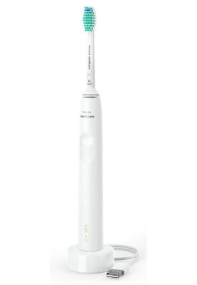 Зубна щітка електрична Philips Sonicare 3100 series HX3671/13 White, звукова технологія чищення, 1 насадка, доросла, час безперервної роботи 14днів, індикатор зарядки, датчик тиску, таймер