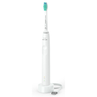 Зубна щітка електрична Philips Sonicare 3100 series HX3671/13 White, звукова технологія чищення, 1 насадка, доросла, час безперервної роботи 14днів, індикатор зарядки, датчик тиску, таймер