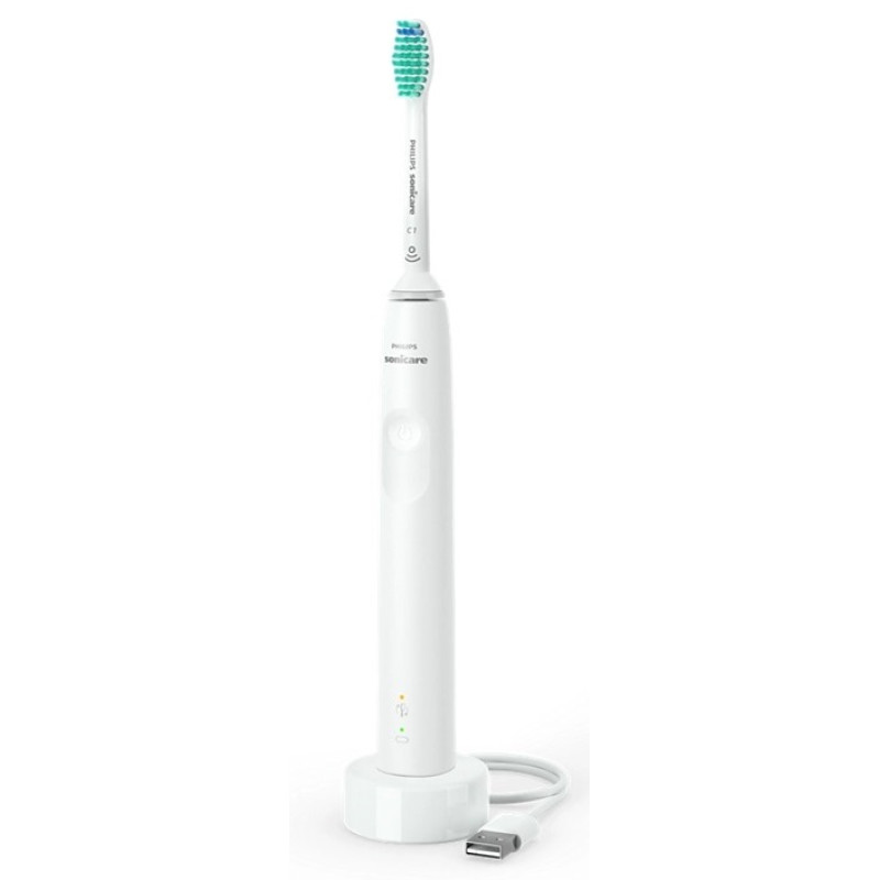 Зубна щітка електрична Philips Sonicare 3100 series HX3671/13 White, звукова технологія чищення, 1 насадка, доросла, час безперервної роботи 14днів, індикатор зарядки, датчик тиску, таймер