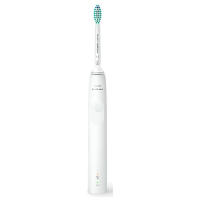 Зубна щітка електрична Philips Sonicare 3100 series HX3671/13 White, звукова технологія чищення, 1 насадка, доросла, час безперервної роботи 14днів, індикатор зарядки, датчик тиску, таймер