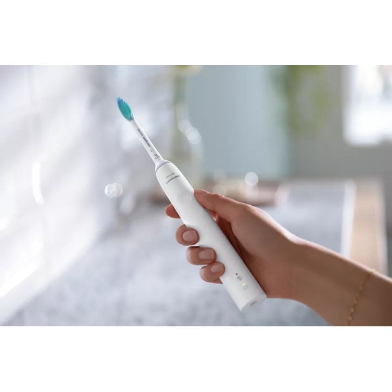 Зубна щітка електрична Philips Sonicare 3100 series HX3671/13 White, звукова технологія чищення, 1 насадка, доросла, час безперервної роботи 14днів, індикатор зарядки, датчик тиску, таймер