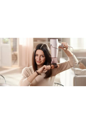 Фен Philips BHD530/00, White/Pink, 2300W, 6 швидкостей, 6 режимів, подвійна іонізація, дифузор, концентратор, технологія ThermoShield
