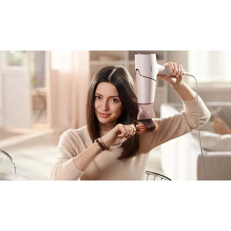 Фен Philips BHD530/00, White/Pink, 2300W, 6 швидкостей, 6 режимів, подвійна іонізація, дифузор, концентратор, технологія ThermoShield