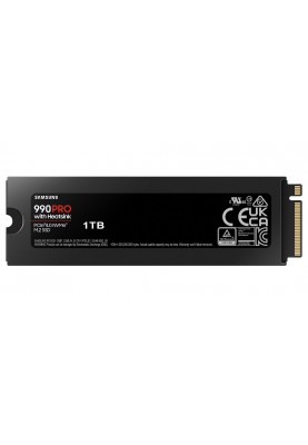 Твердотільний накопичувач M.2 1Tb, Samsung 990 Pro, PCI-E 4.0 x4, MLC 3-bit V-NAND, 7450/6900 MB/s, з радіатором (MZ-V9P1T0CW)