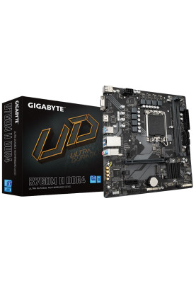 Материнська плата LGA1700, Gigabyte B760M H DDR4, B760, 2xDDR4, Int.Video(CPU), 4xSATA3, 2xM.2, 1xPCI-E 16x 4.0, 1xPCI-E 1x 3.0, Realtek 7.1, RTL8111E, 6xUSB3.2/6xUSB2.0, VGA/HDMI, MicroATX