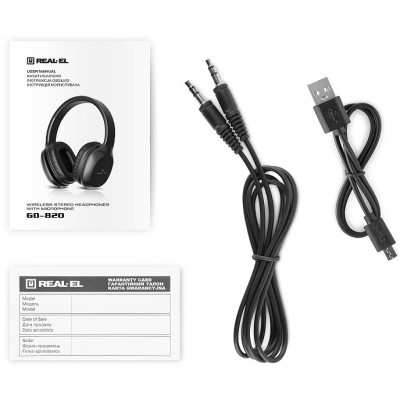 Навушники REAL-EL GD-820 Black, Bluetooth V4.2, накладні, складні, мікрофон