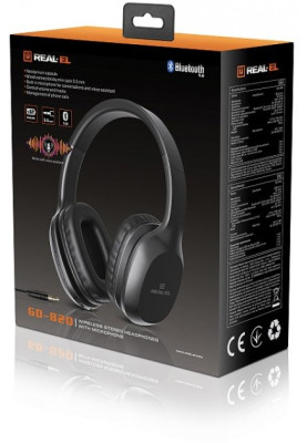 Навушники REAL-EL GD-820 Black, Bluetooth V4.2, накладні, складні, мікрофон