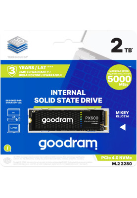 Твердотільний накопичувач SSD 2Tb, Goodram PX600, PCI-E 4.0 x4, M.2 2280, 3D TLC, 5000/4200 МБ/с (SSDPR-PX600-2K0-80)