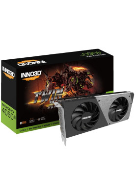 Відеокарта GeForce RTX 4060 Ti, Inno3D, TWIN X2, 8Gb GDDR6, 128-bit, HDMI/3xDP, 2535/18000 MHz, 8-pin (N406T2-08D6-171153N)
