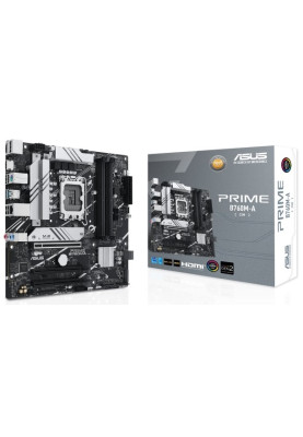 Материнська плата LGA1700, Asus PRIME B760M-A-CSM, B760, 4xDDR5, Int.Video(CPU), 4xSATA3, 2xM.2, 3xPCI-E 4.0 x16, Realtek 7.1, Realtek 2.5Gb, 5xUSB3.2/7xUSB2.0, HDMI/DP, MicroATX