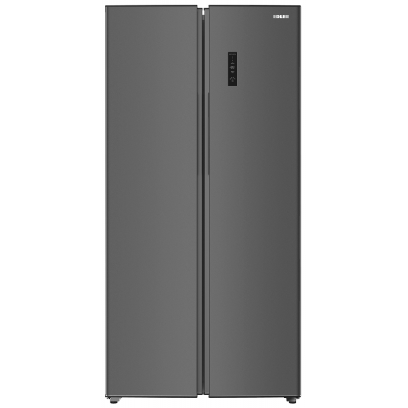 Холодильник Side by side Edler ED-400IN, Steel, No frost, загальний об'єм 400L, корисний об'єм 232L/168L, дисплей, електронне керування, LED освітлення, суперзаморожування, режим "відпустка", А+, 171.2x83.6x61см