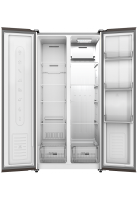 Холодильник Side by side Edler ED-400SF, Silver, No frost, загальний об'єм 400L, корисний об'єм 232L/168L, дисплей, електронне керування, LED освітлення, суперзаморожування, режим "відпустка", А+, 171.2x83.6x61см